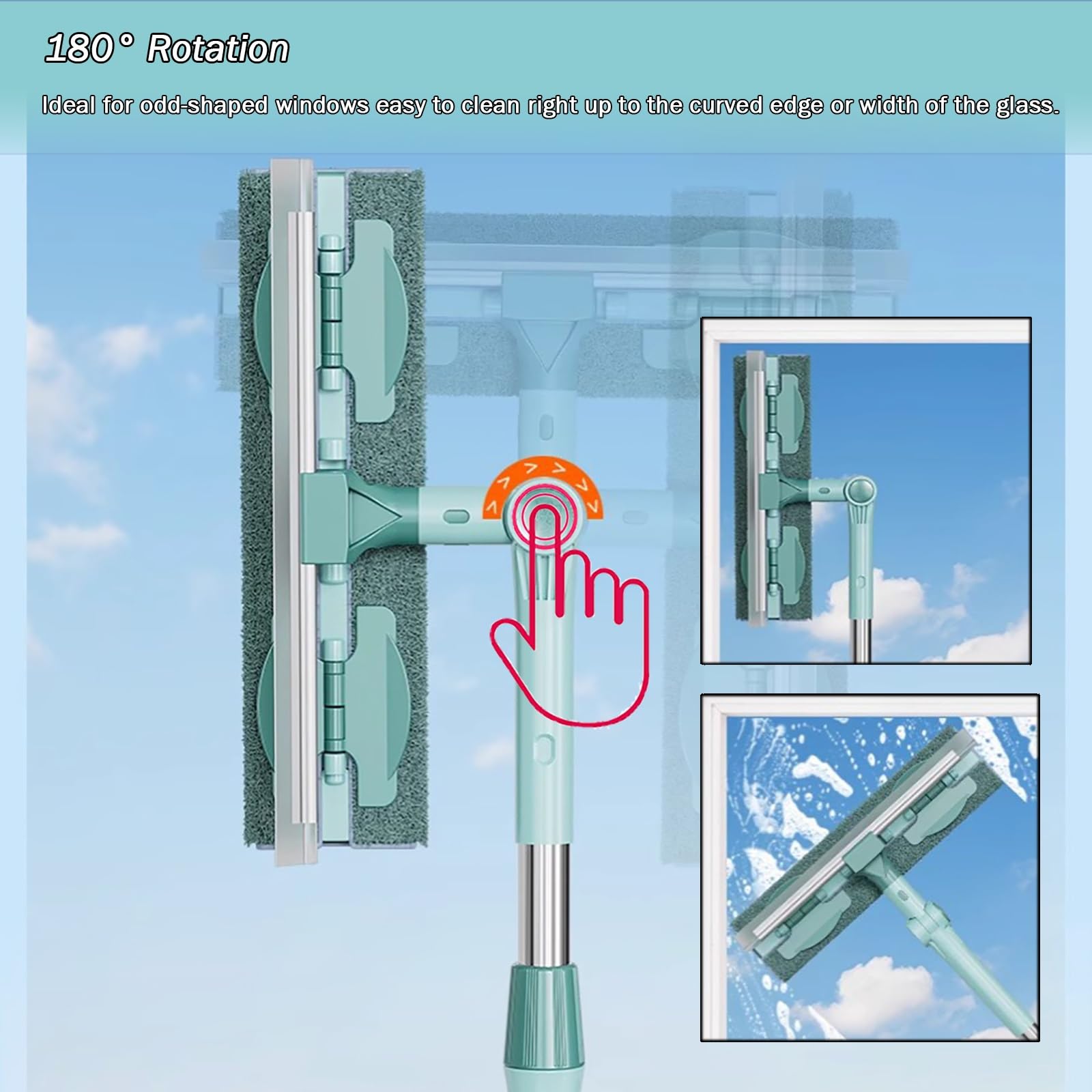 Lavavetri Tergivetri Puliscivetri Kit di strumenti per la pulizia delle finestre con tergivetri per uso domestico, asta estensibile per il lavaggio delle finestre da 160 cm per porte in vetro della do