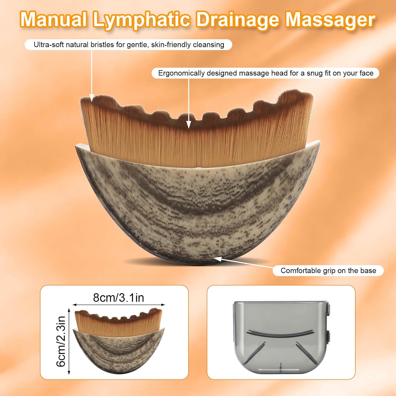 リンパ輪郭フェイスブラシ2個パック、手動リンパドレナージマッサージャー、人間工学に基づいた洗顔ブラシ、顎のライン彫刻に正確にフィット
