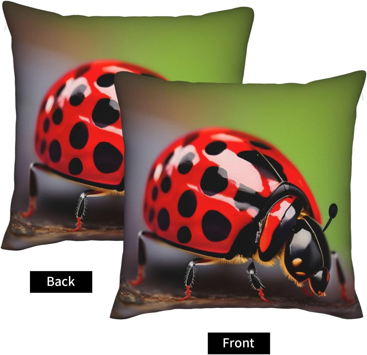 Red Ladybug Pattern Imitation Linen Pillowcase -2 Sets, Fashionable Home Decoration, Used for Sofas, Gardens, beds