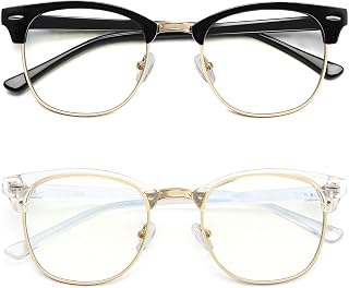 Blue Light Blocking Glasses Men Women,Semi-Rimless Anti Eyestrain Filter Blue Ray UV400 Clear Lens Computer Eyewear