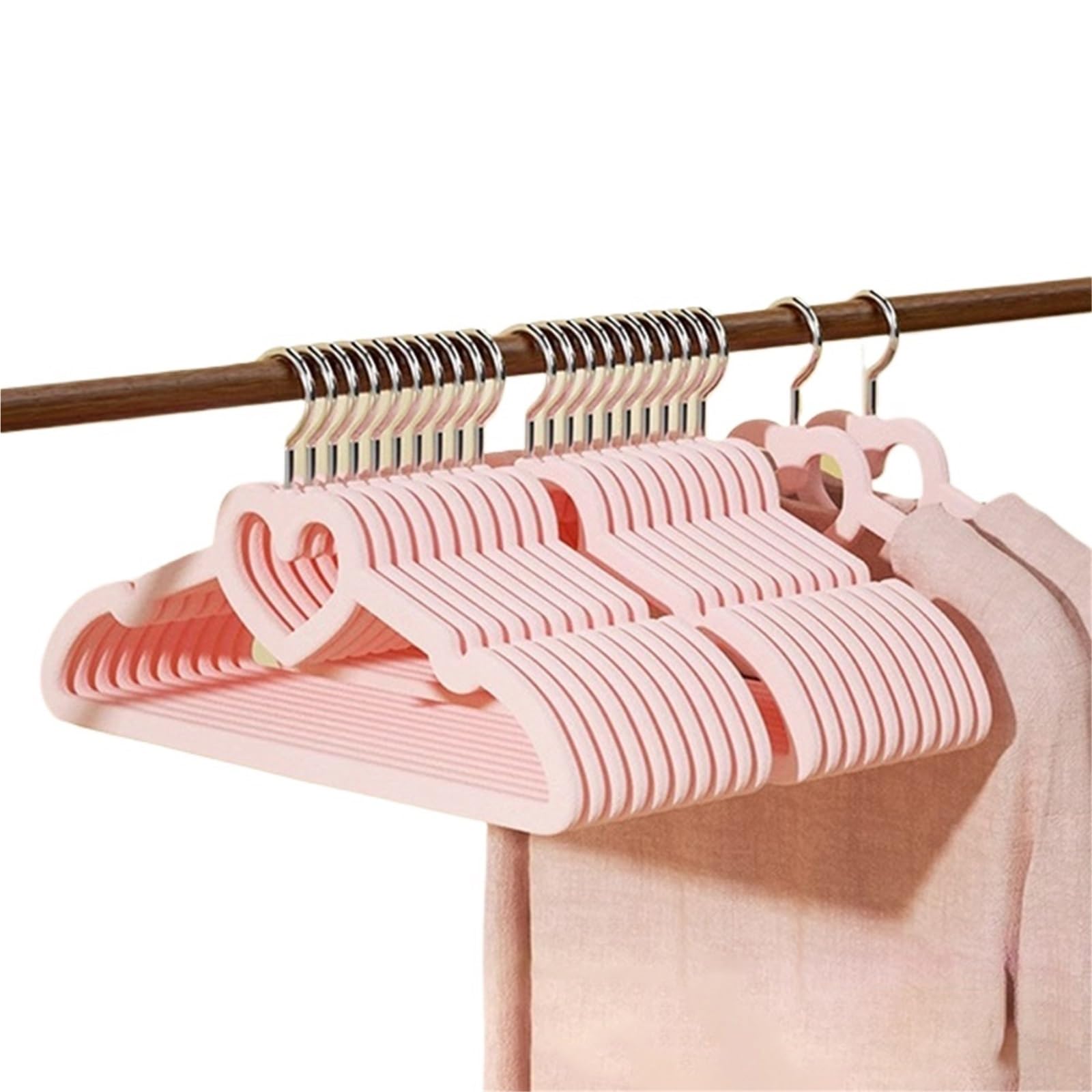 10PCS Thickened Flocking Clothes Hanger Anti-Slip Traceless Home Wardrobe Hanging Storage(Pink)
