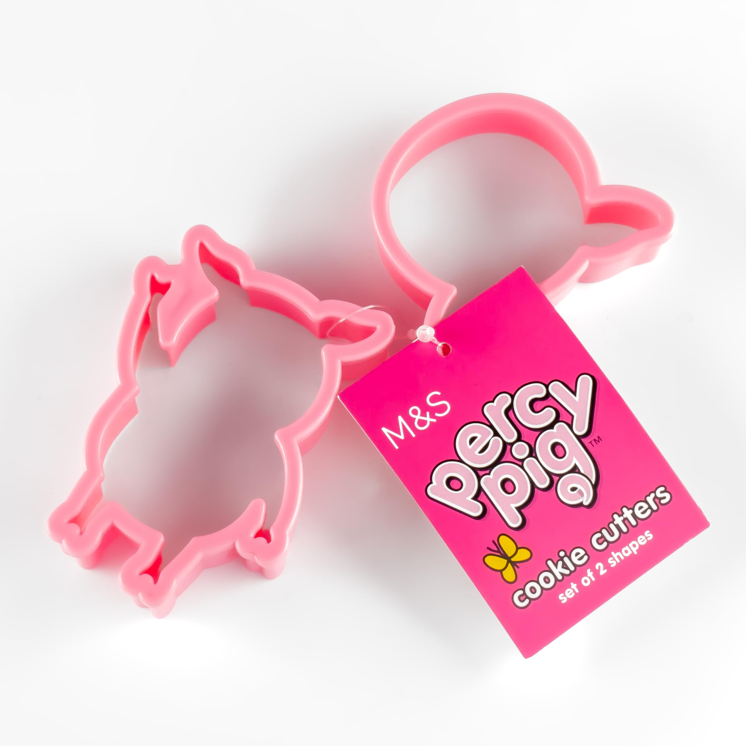 M&S Marks & Spencer Percy Pig™ Shaped Cookie Cutters, Plastic, Pink - Pack of 2