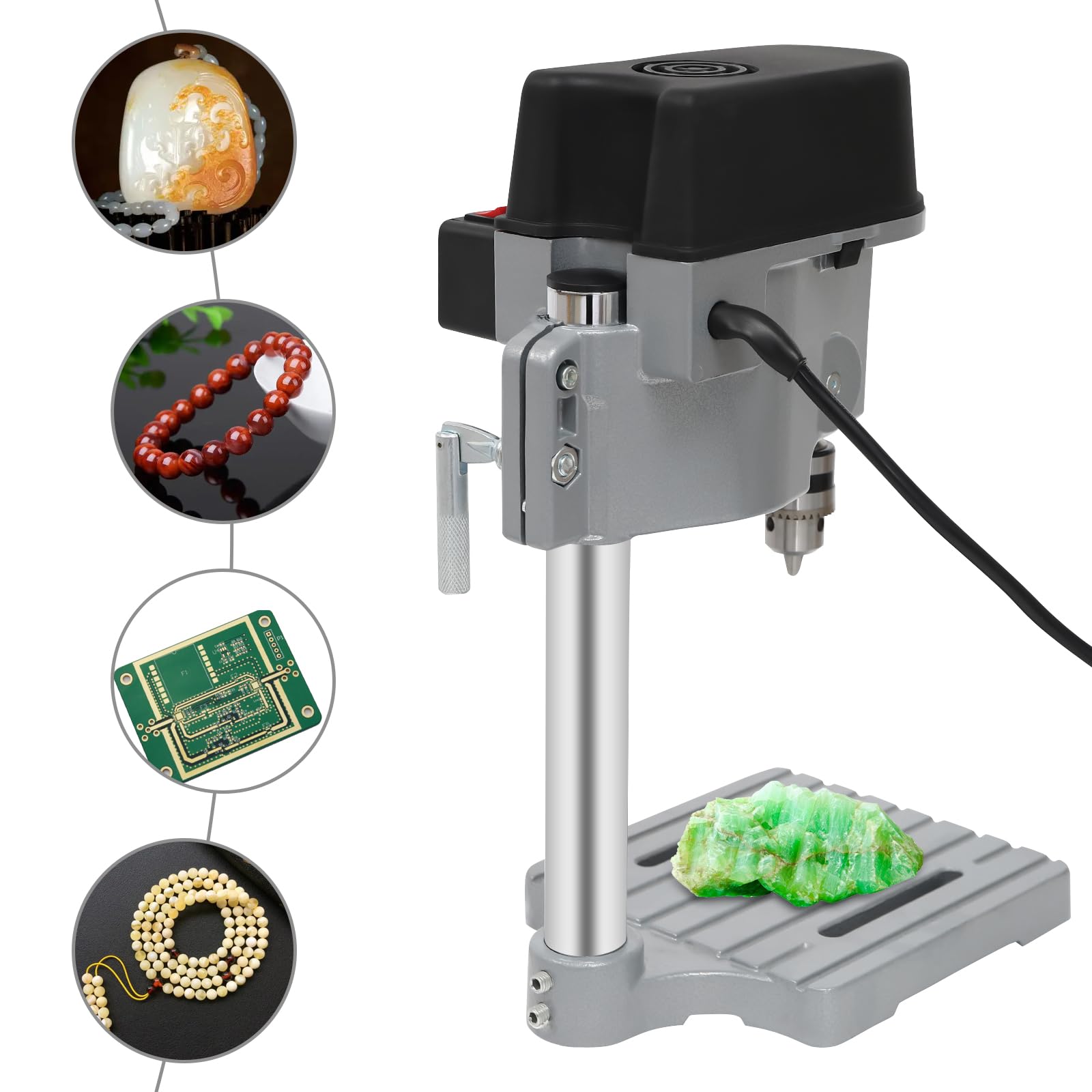 MINRS Trapano da tavolo, 340 W, a colonna con 3 velocità, regolabile, 1800-8000r/min, 2200-10000r/min, 2600-12000r/min per legno, metallo, plastica