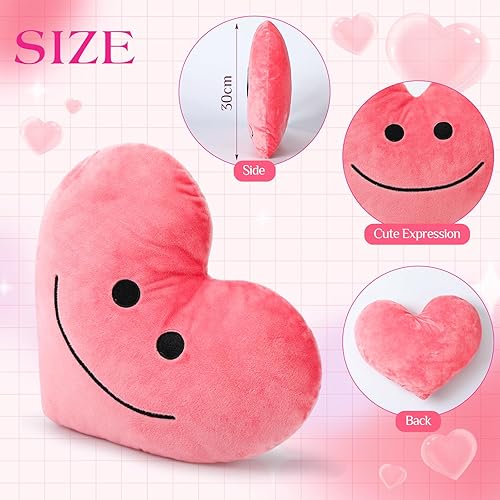 Miniatura 6 de Motionchic 3 almohadas en forma de corazón, lindo cojín de peluche de corazón, regalo para el día de San Valentín, almohada de corazón suave para el