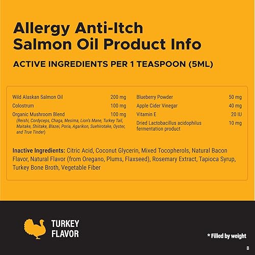Miniatura 4 de Aceite de salmón para aliviar la alergia de perros para aliviar la picazón estacional para perros, omega-3 para perros, suplemento para la piel y el