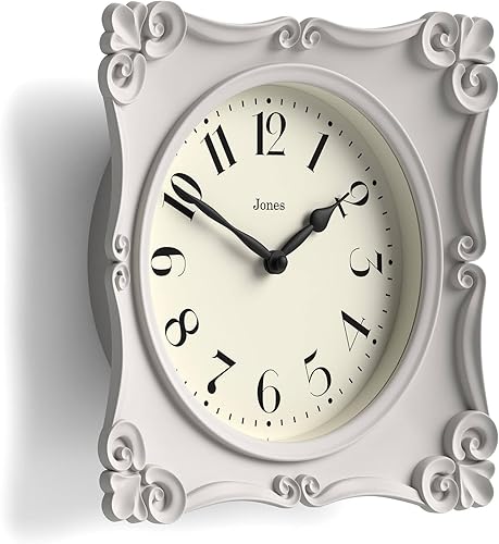 Miniatura 2 de JONES CLOCKS® Reloj de Pared Rialto | Reloj Cuadrado de Estilo Vintage Ornamentado | 10 pulgadas | Gris Overcoat | Ideal para la Sala de Estar o el