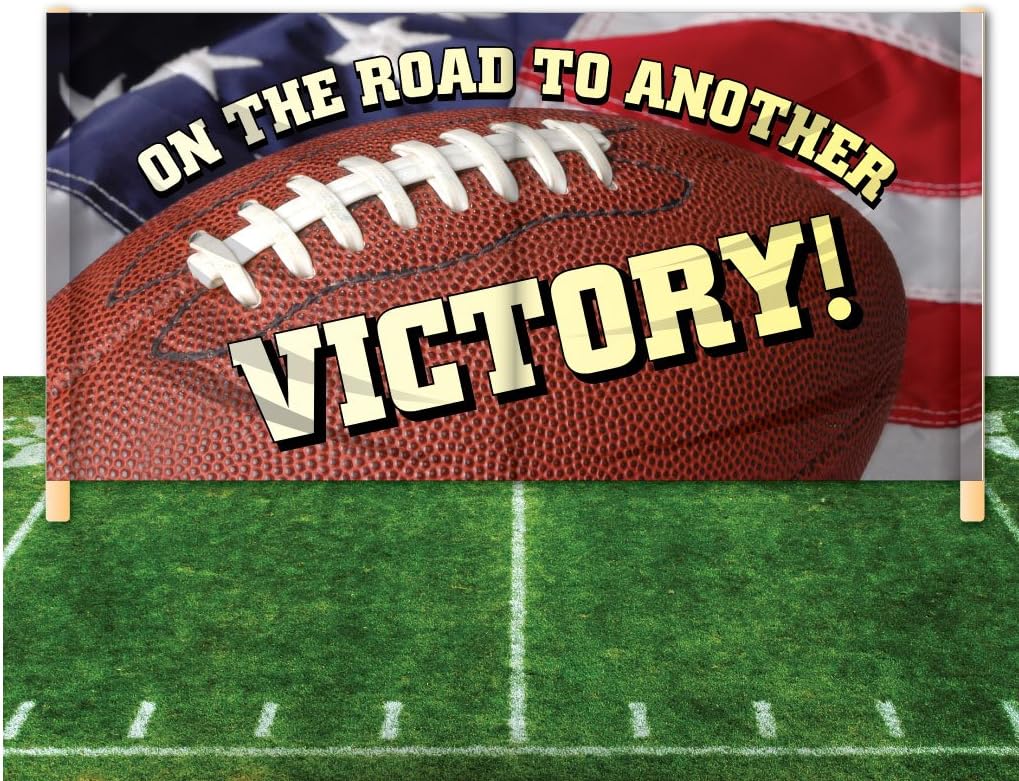 VictoryStore Outdoor Banners - Breakaway Football Banner - 6 feet X 12 feet - 'On The Road to Another Victory'
