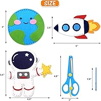 Vista 2 de CiyvoLyeen Kit de costura espacial para niños, sistema solar, actividades de bricolaje para niños, suministros de manualidades de fieltro para 7, 8