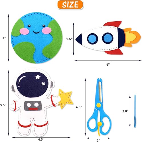 Miniatura 2 de CiyvoLyeen Kit de costura espacial para niños, sistema solar, actividades de bricolaje para niños, suministros de manualidades de fieltro para 7, 8,