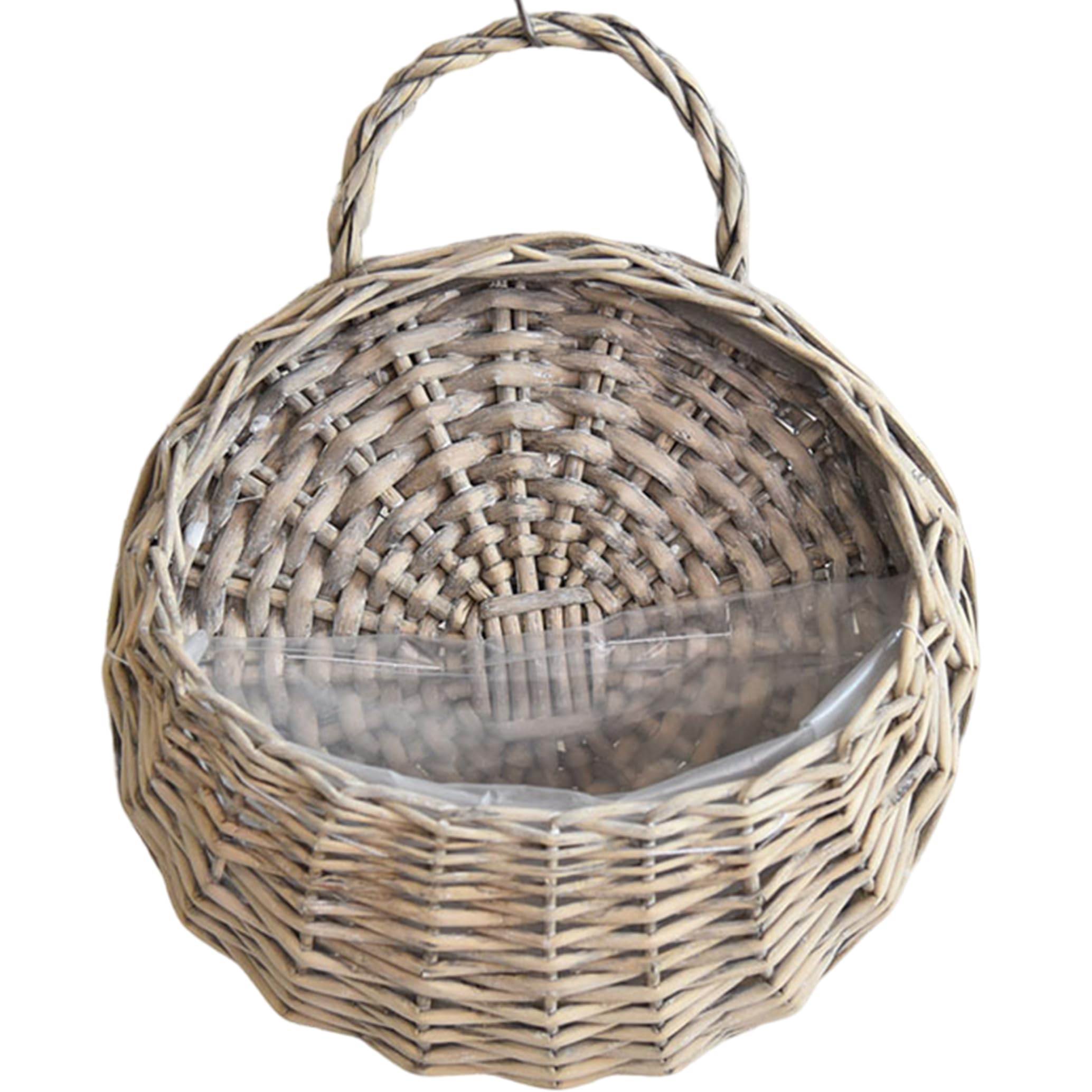 Neptuiby Wall Hanging Baskets, Wicker Wall Hanging Basket Vintage Handwoven Rattan Planter for Vertical Plant Display (Medium).