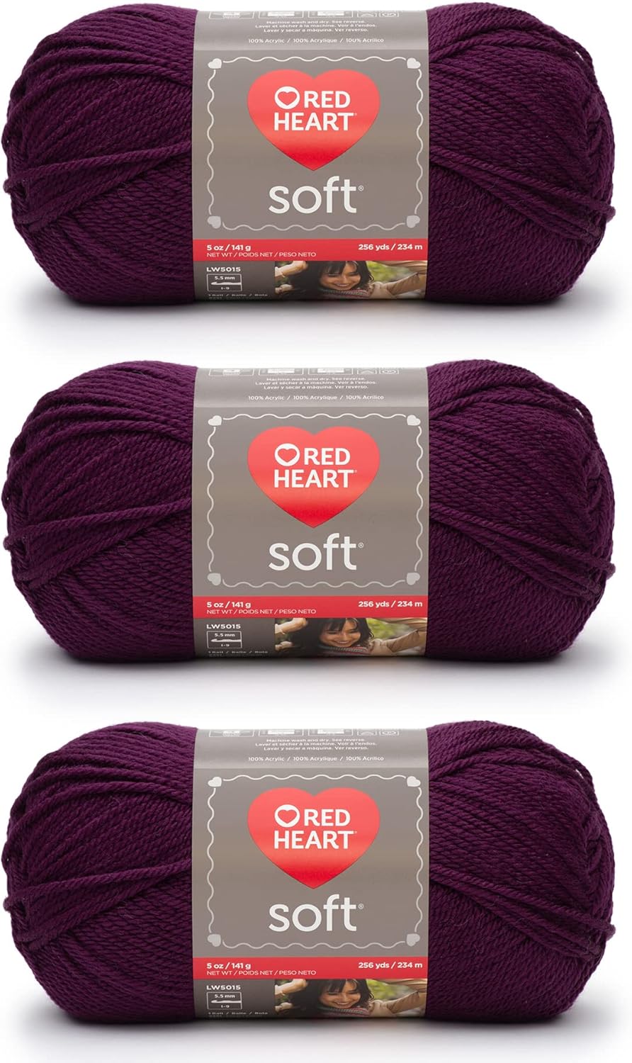 Red Heart Soft Teal Yarn - 3 Pack of 283g/10oz - Acrylic - 4 Medium (Worsted) - 513 Yards - Knitting/Crochet