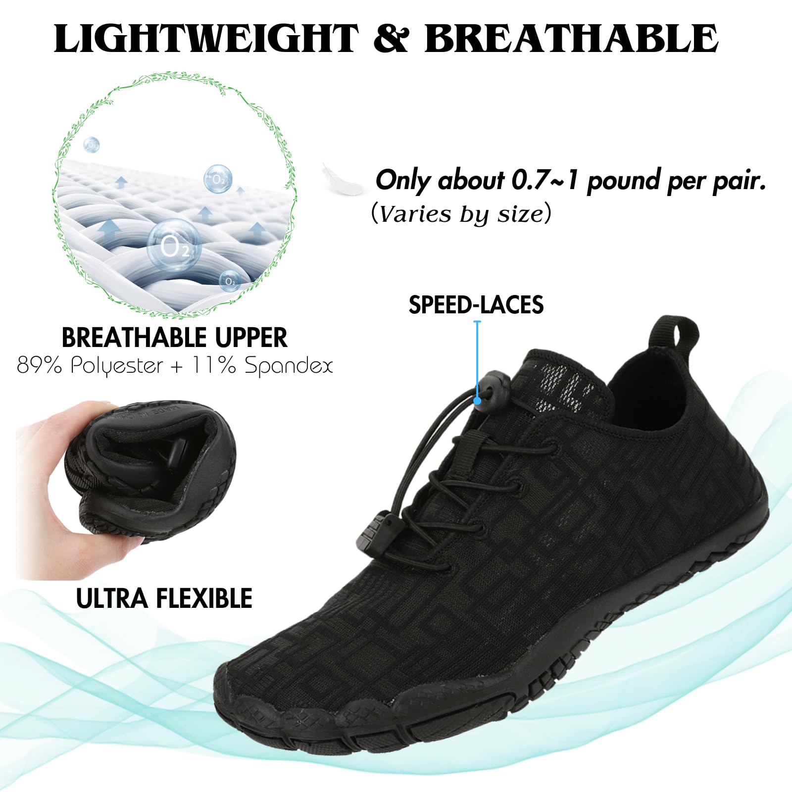 Hike Barefoot Shoes Womens Mens, Breathable & Non-Slip Water Shoes Wide Toe Box Zero Drop Minimalist Footwear
