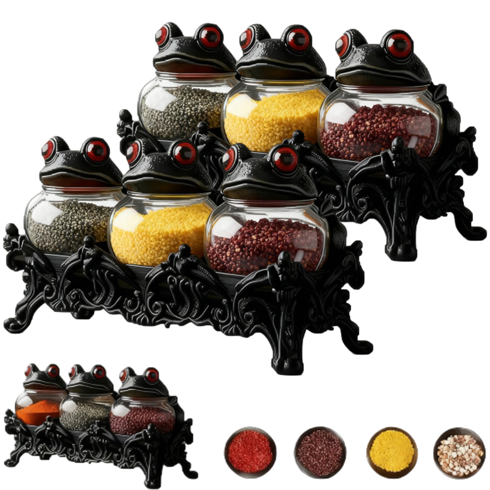Set di 2 barattoli per spezie in stile gotico per cucina, contenitori vintage per spezie, erbe, tè, sali, accessori unici per la decorazione della casa