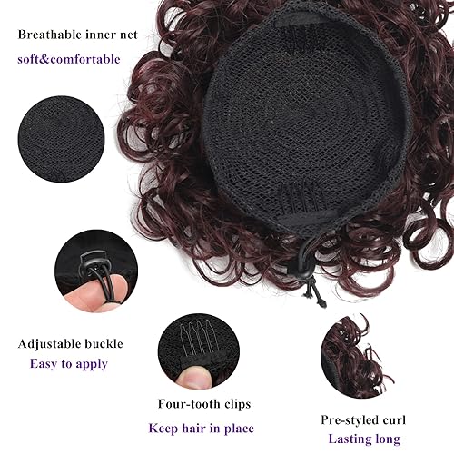 Miniatura 4 de 1 pieza de moño de cabello rizado y desordenado para mujer, moño rizado con cordón suelto, ondas sueltas, con clip, extensiones de moño sintético