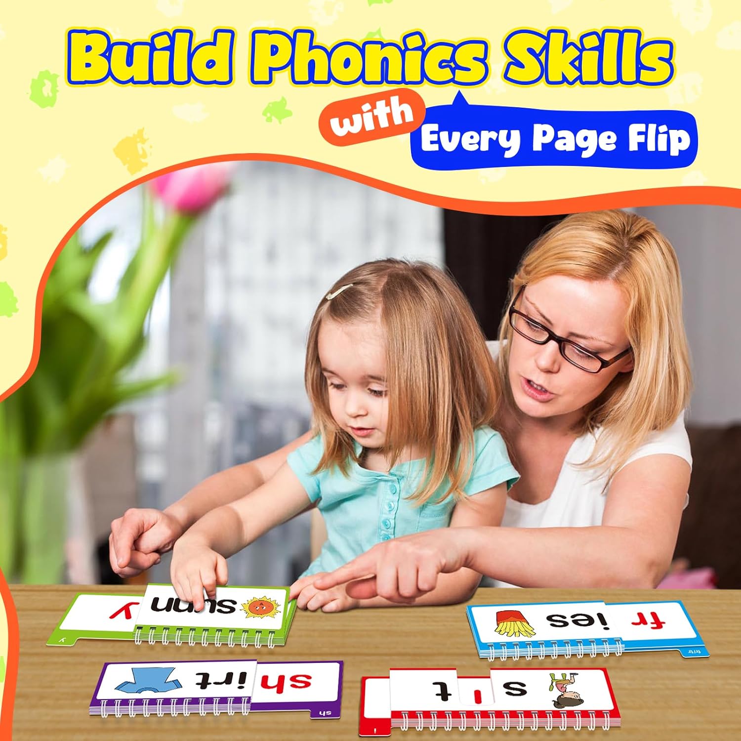 40 Read and Rhyme Flip Books,Phonics Word Family Build Book Learn to Read Phonics Flash Cards,Sight Words Flash Cards Kindergarten Reading Books,Flip Book Word Games for Preschool Learning Activities - Image 5