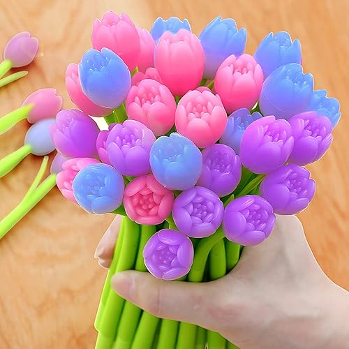 Zhehao Paquete de 60 bolígrafos de flores que cambian de color, bolígrafos de 0.015 in de tinta negra, tinta de gel creativa, bolígrafos de