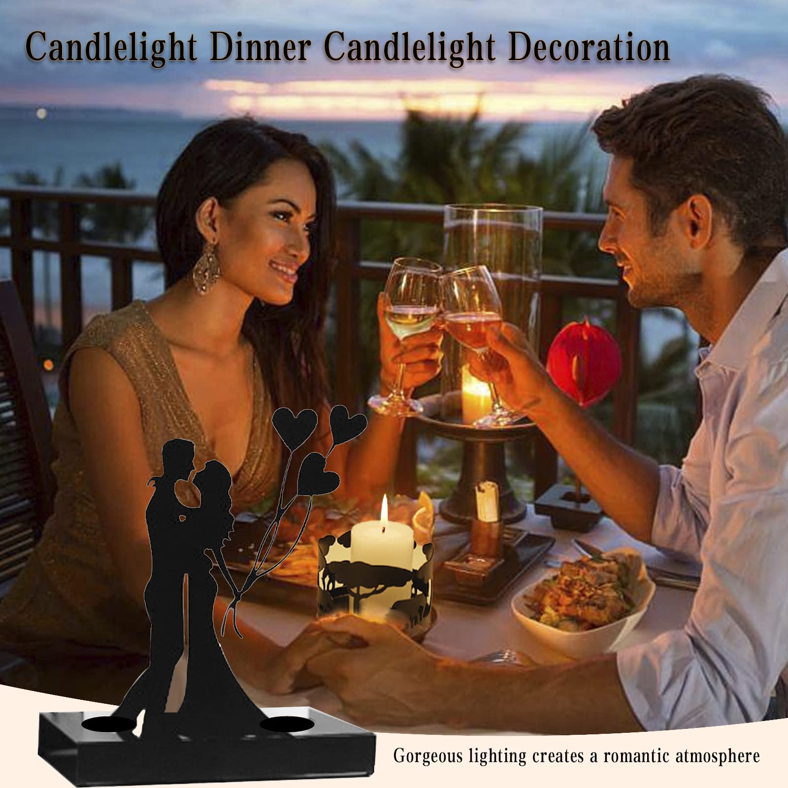 Hosoncovy Decorative Metal Tea Light Candle Holder Shadow Art Tea Light Candle Stand Tea Light Candle Tray Light Home Ornament for Home for Wedding for Anniversary (Balloon) - Image 4