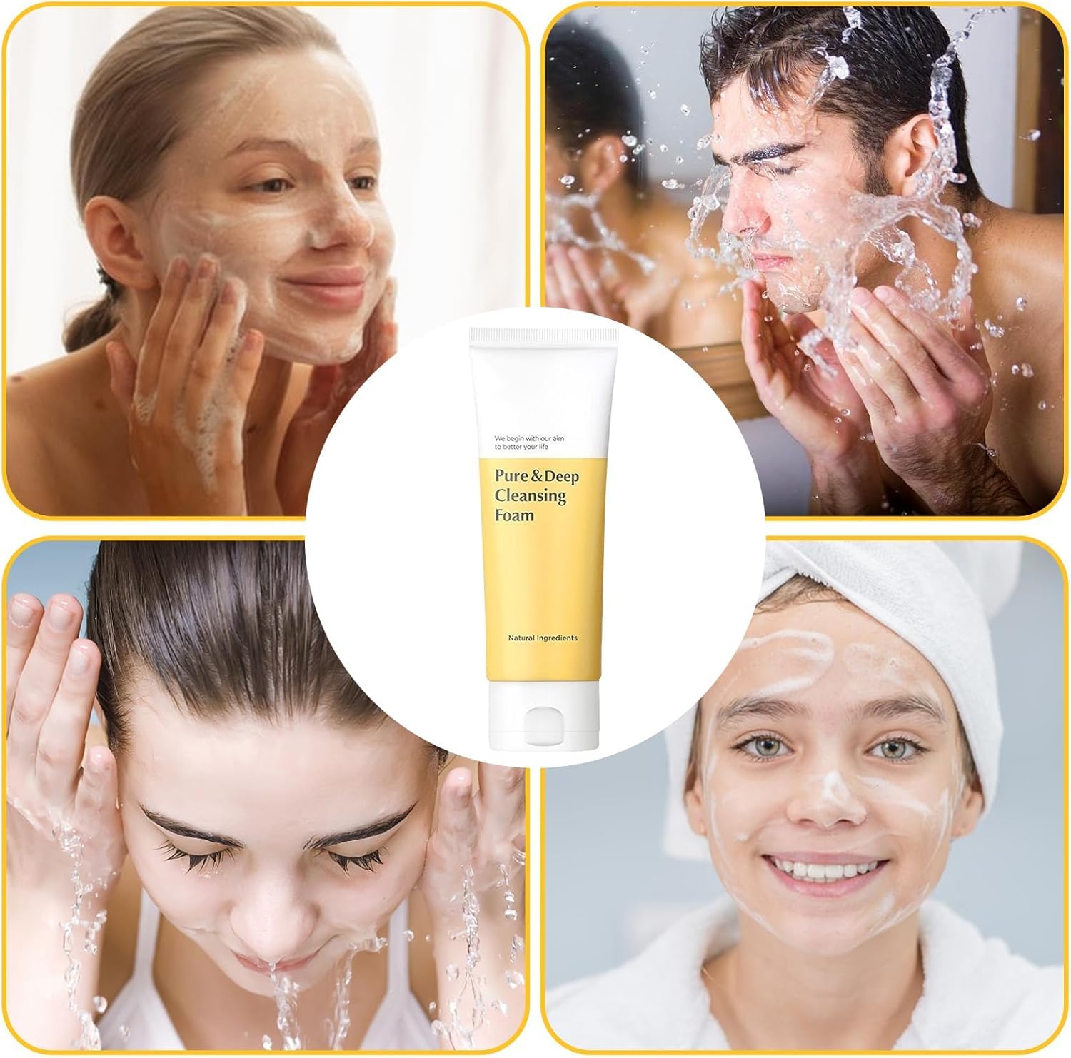 Limpiador Facial Espumoso, Limpiador Hidratante con Control de Grasa, Apto para Poros Dilatados, Piel Sensible, Viajeros, Jóvenes y Estudiantes