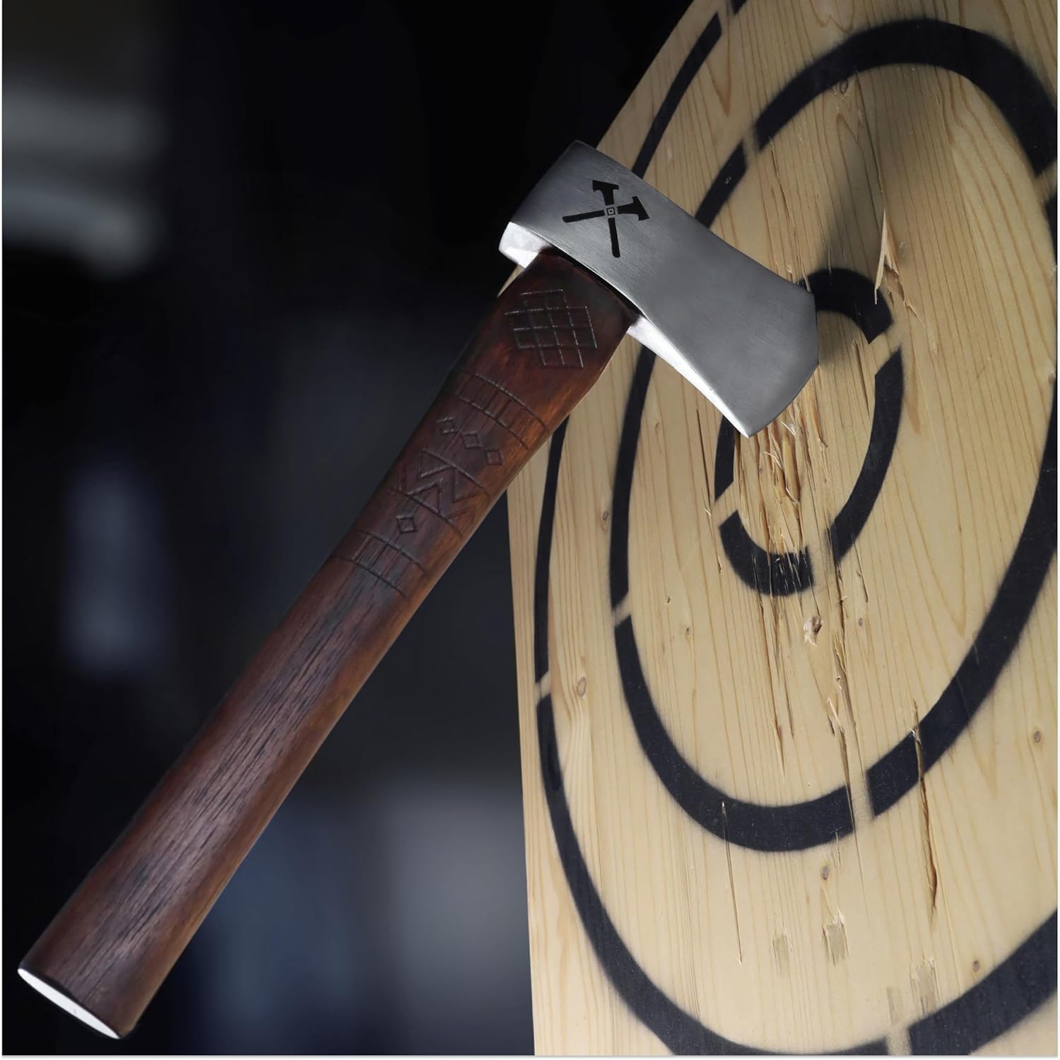 Functional Camping Hatchet, Viking Throwing Axe Handmade, Bushcraft Axe with Leather Sheath