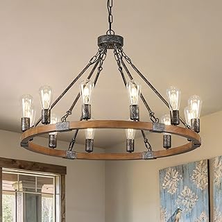 12 Cabin Kitchen Ideas with Rustic Cozy Charm 43 Farmhouse Wagon Wheel Chandelier 31