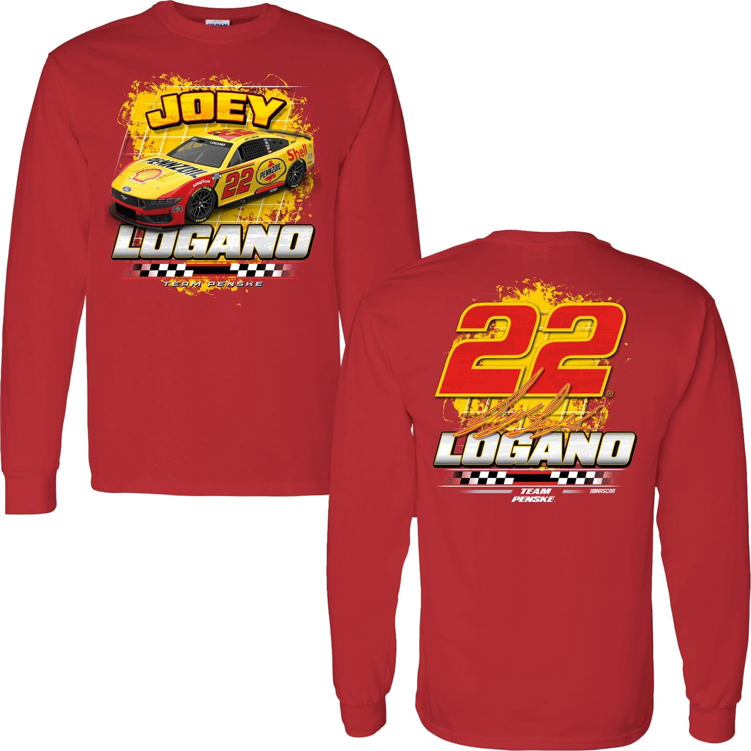 Checkered Flag Sports Joey Logano Long Sleeve Shell 2-Spot T-Shirt Red
