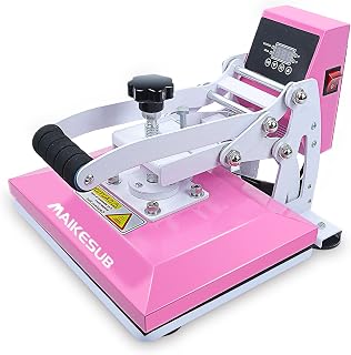 MAIKESUB 12x10 Inch High Pressure Heat Press Machine for T Shirts Digital Industrial Sublimation Printer for Heat Transfer Vinyl Intelligent Pink Press Machine for HTV Heat Transfer Projects