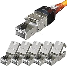 RJ45 Connector, Tool-Free, Pack of 6 Network Connectors, CAT6a - Easy Assembly, High-Speed LAN Data Transfer, Compatible with CAT6/7/8 Cables, Ideal for Home & Office Networks, Robust Design