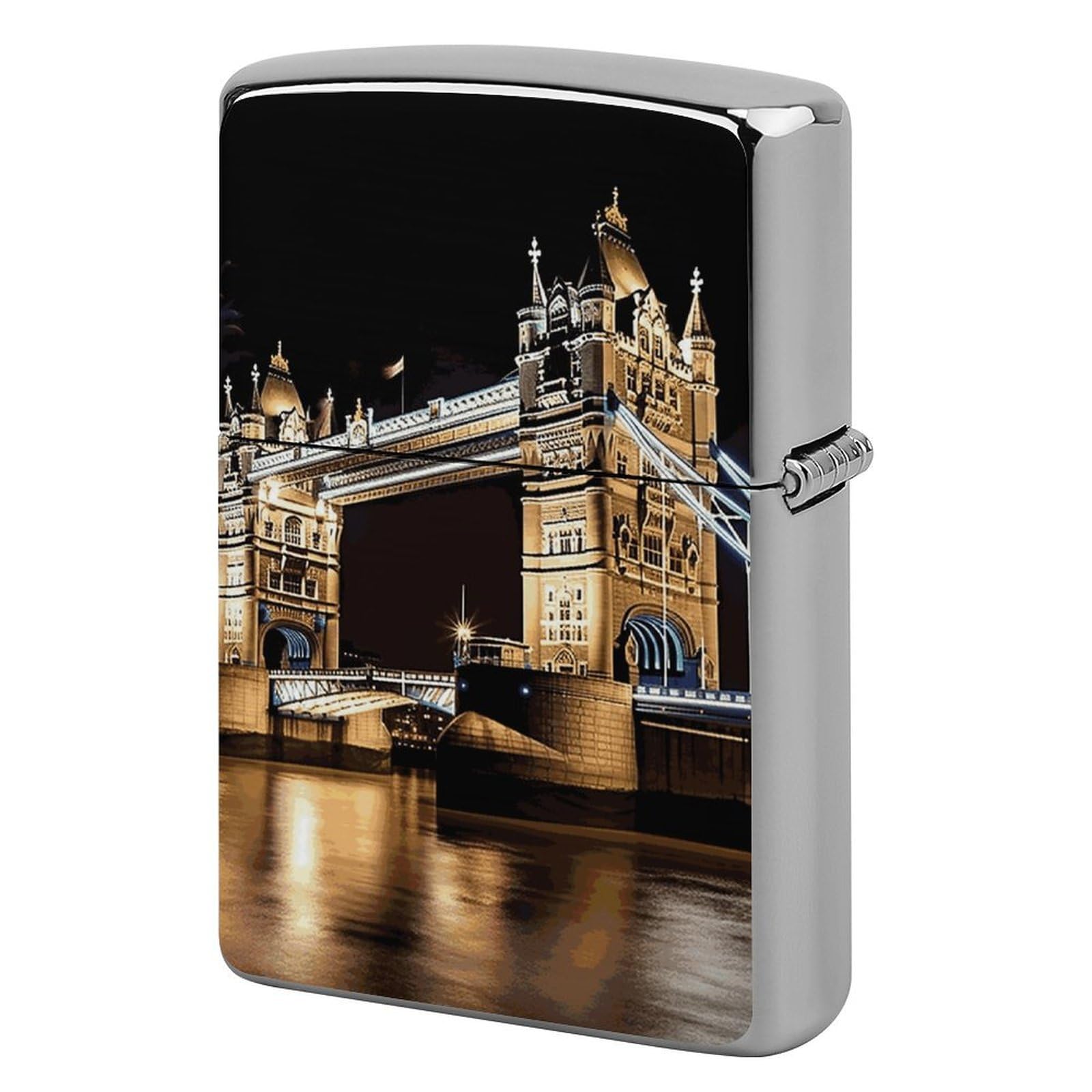 Night London Tower Bridge Lighter Cover for Men, Personalized Lighter Case for Birthday Gift, Flip-Top Lighters Protective Cover, Portable Lighters Shell for Outdoor, Travel