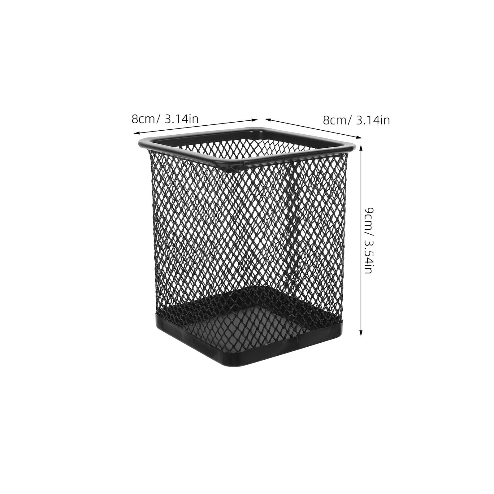 Zerodeko Portapenne in Ferro Metallico a Rete Quadrato Nero Set da 12 Pezzi per Scrivania Ufficio e Scuola Organizer Portaoggetti Multifunzione