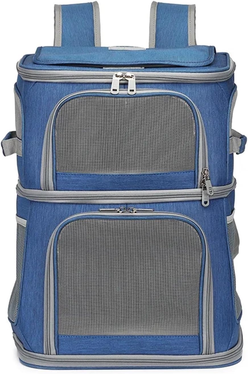 pet Backpack, Pet Supplies Large Capacity Double Layer Pet Bag Easy to Put Two Cat Backpacks Foldable Oxford Cloth Dog,pet Supplies(Blue)