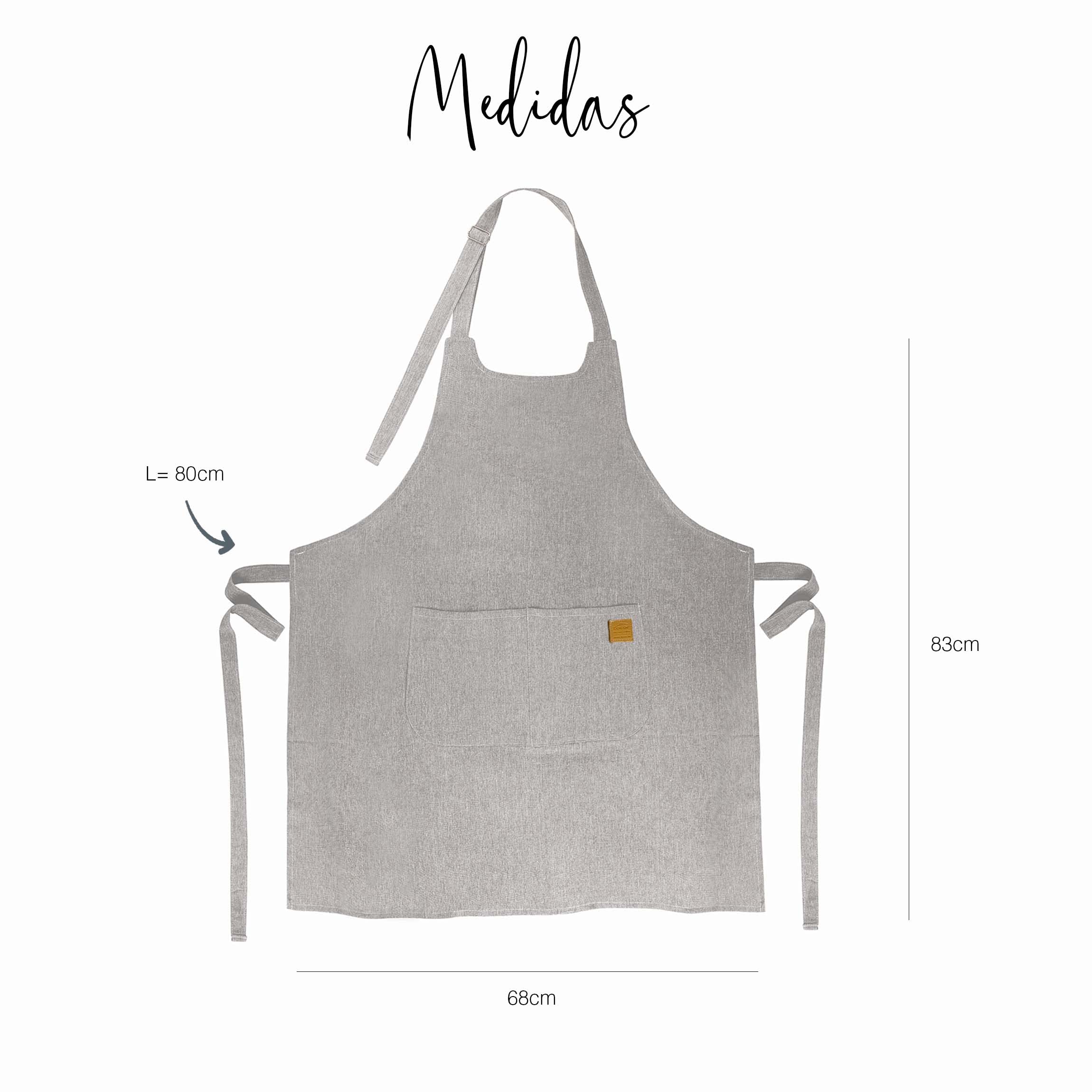 Lacor - 60082 - Tablier de cuisine unisexe, Tablier au design simple, élégant et original, mesure 68x83 cm, couleur Gris marbré