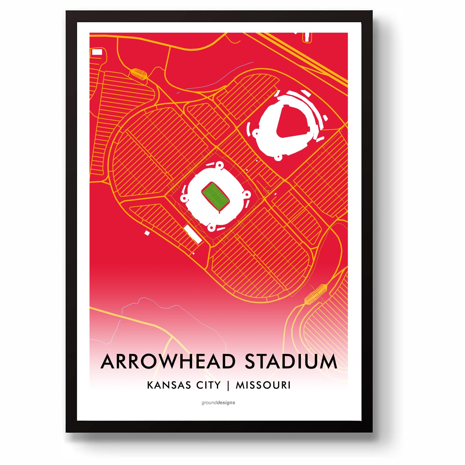 GroundDesigns KANSAS CITY CHIEFS NFL Arrowhead Stadium Map