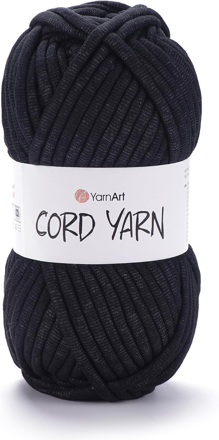 YarnArt Crochet Knitting Cord Yarn – Home Decoration for Baskets, Mats, Rugs, Underpads, Cushions, Blankets, Bags, Cat – Dog Beds – Super Bulky(6) – 8.80 Oz – 80 Yard – 1 Skein (750-BLACK)