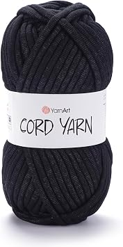 YarnArt Crochet Knitting Cord Yarn - Home Decoration for Baskets, Mats, Rugs, Underpads, Cushions, Blankets, Bags, Cat - Dog Beds - Super Bulky6 - 8.80 Oz - 80 Yard - 1 Skein 750-BLACK
