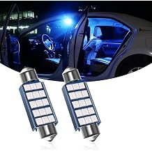 Fogfar 2 PCS 42mm Car Highlight Double Tip LED Reading Light, 2835 DC-12V 1200LM 6000K Interior Light, Universal Waterproof Dustproof Lighting Bulb, Suitable for Most Models Blue
