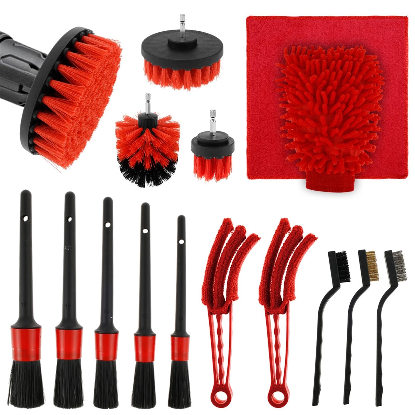 16-teiliges Auto-Detailing-Pinsel-Set, Autowasch-Reinigungsbürsten, Auto-Detailing-Pinsel-Set für Autositz-Reinigung, Auto-Motor-Detaillierungs-Kit