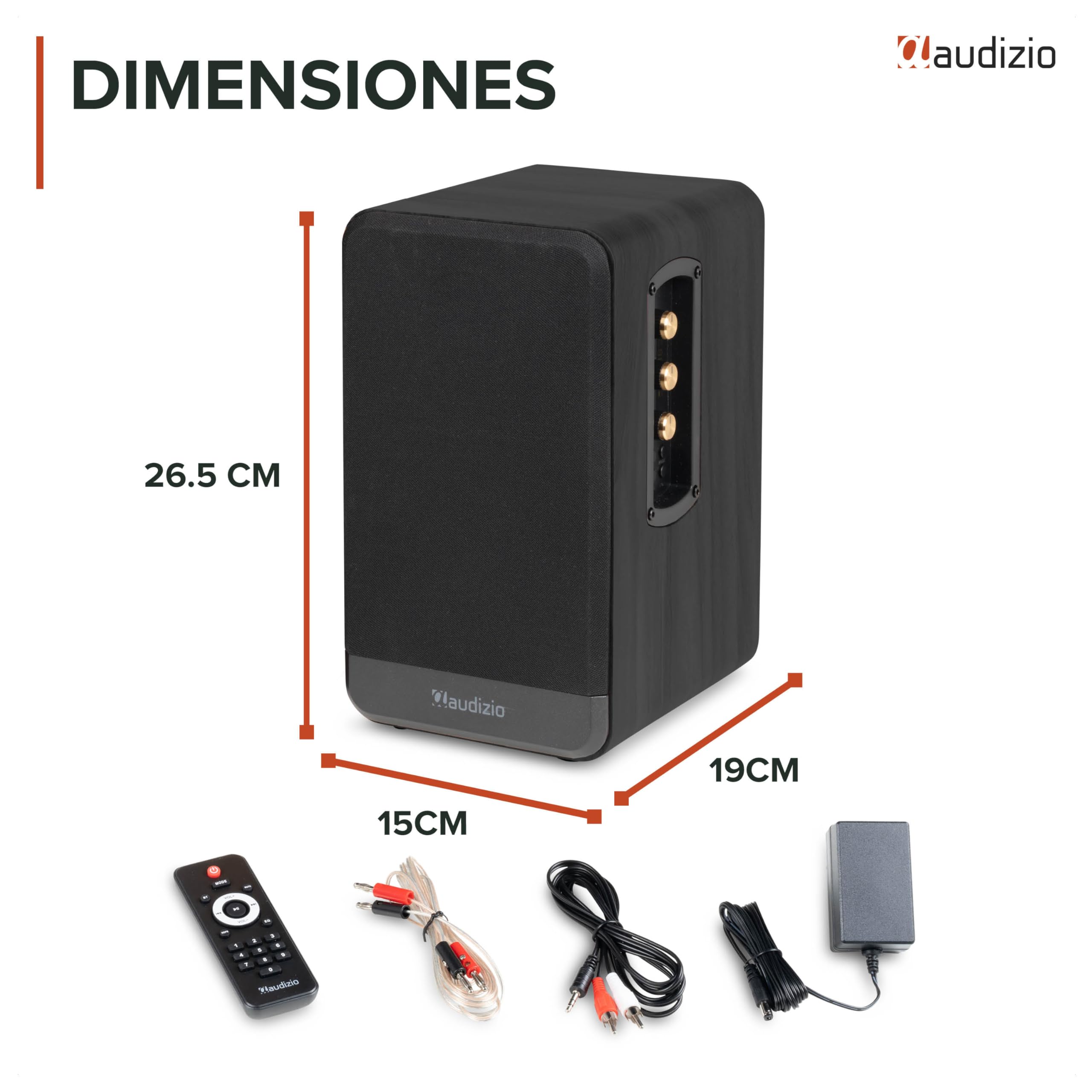 Audizio BS10 – Altavoces Activos de estantería 80W con Bluetooth 5.3, HDMI ARC, RCA, USB y Entrada Phono para Tocadiscos Vinilo, Equipo HiFi para casa, Home Cinema y Ordenador, Color Negro