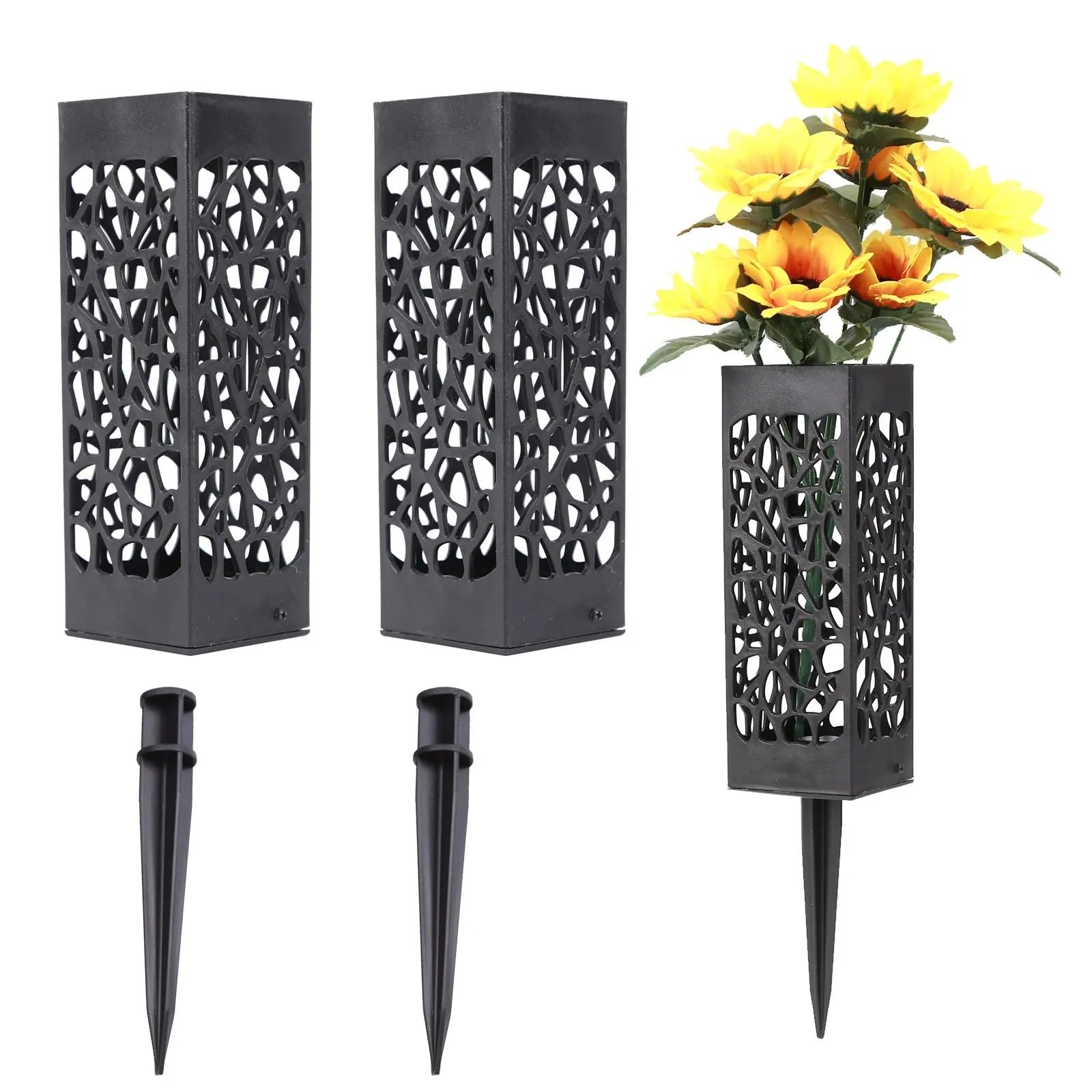 Grave Vase Flower Implement Cone Vases Cemetery Memorial Accessories For Gravestone Outdoor Ground Flowers Markers for cemetery(Color 02)