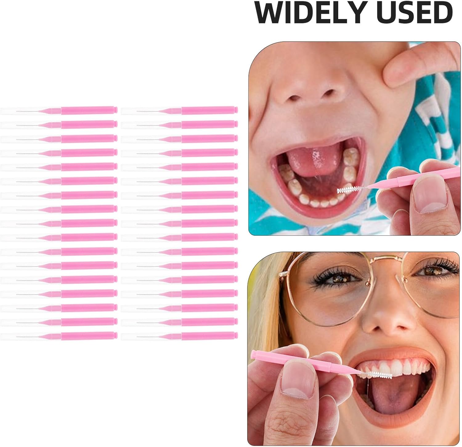 100pcs Pink Interdental Brushes Soft Bristled Flossing Brushes for Plaque Removal and Gum Care, Dental Cleaning Picks for Braces and Oral Hygiene