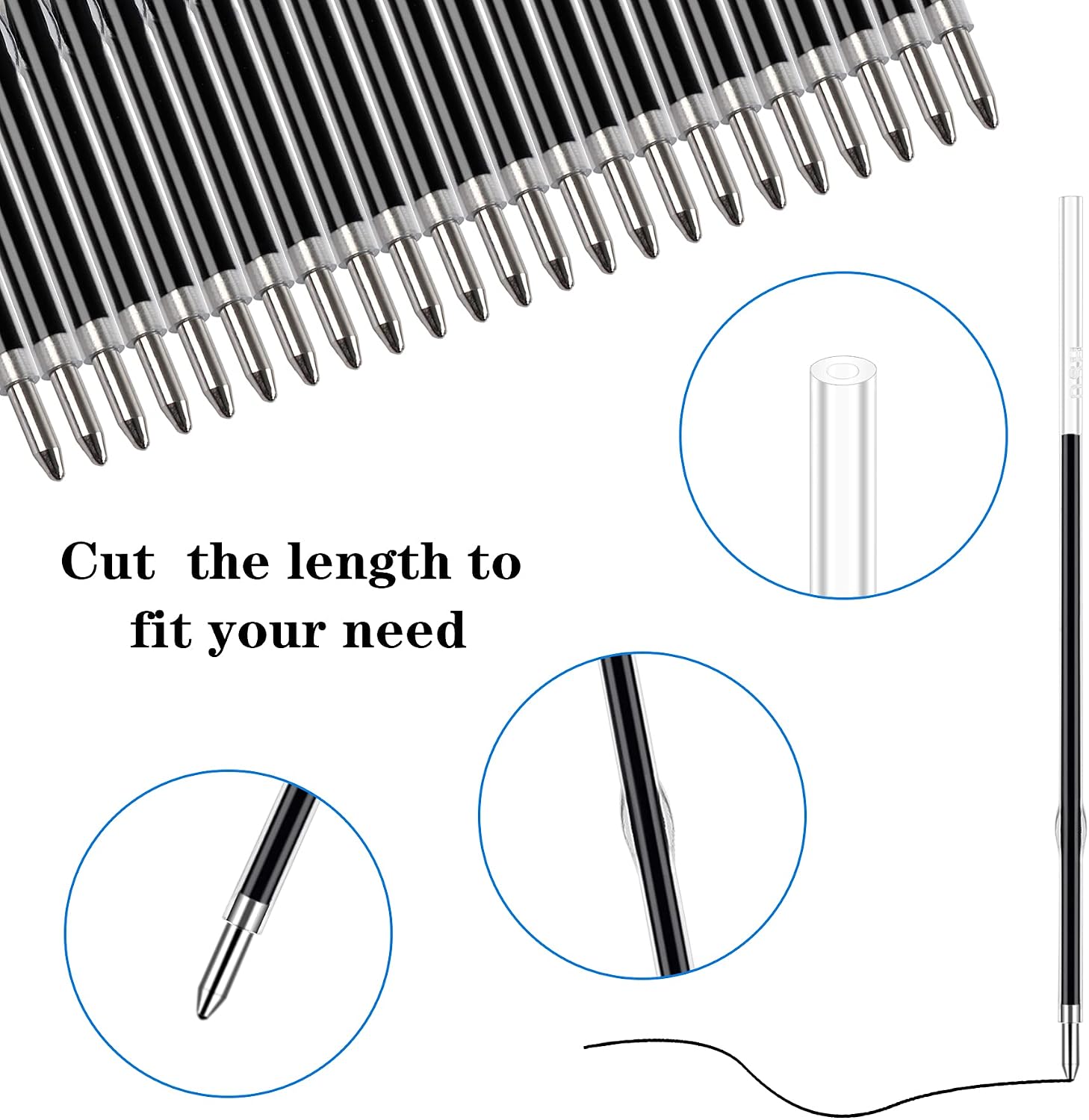 100 Pieces Ink Pen Refills Replaceable 0.7mm Ballpoint Pen Refills 4.2inch Blue Black Ink Refills Smooth Writing Pen Refills for Retractable Pens Office School Supplies (Black Blue)