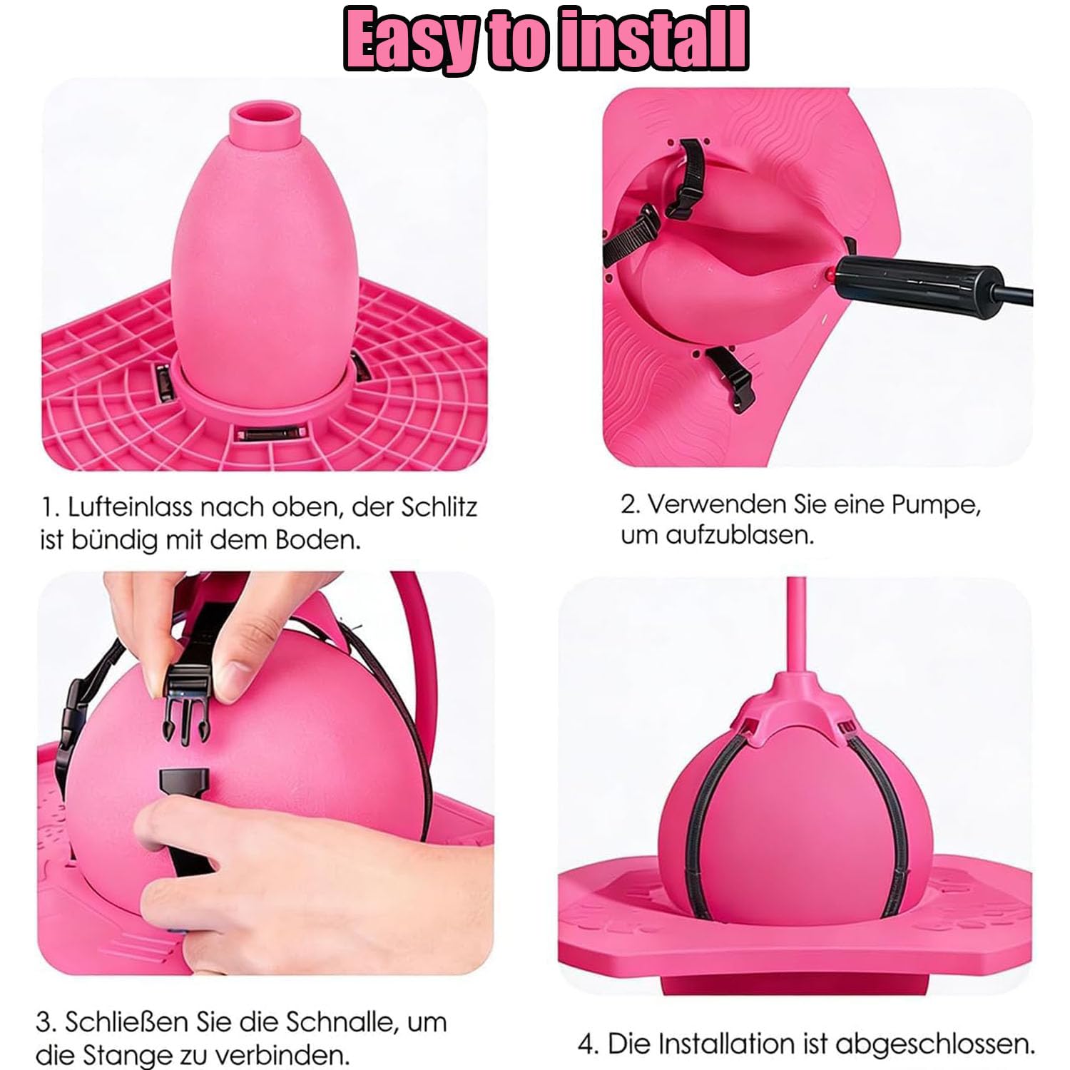 Pelota De Equilibrio Saltarín, Divertida Equilibrio Saltar Pelotas Juguete,, Pelota Saltarina con Mango, Base Antideslizante, Juguete Interior & Exterior, Deporte y Fitness para Niños y Adultos (Rosa)