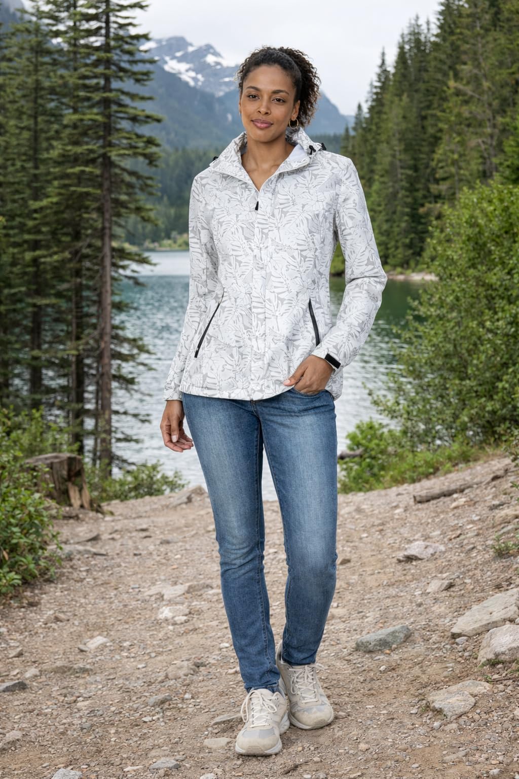 Blu Apparel Veste imperméable légère pour femme - Veste de randonnée respirante imprimée