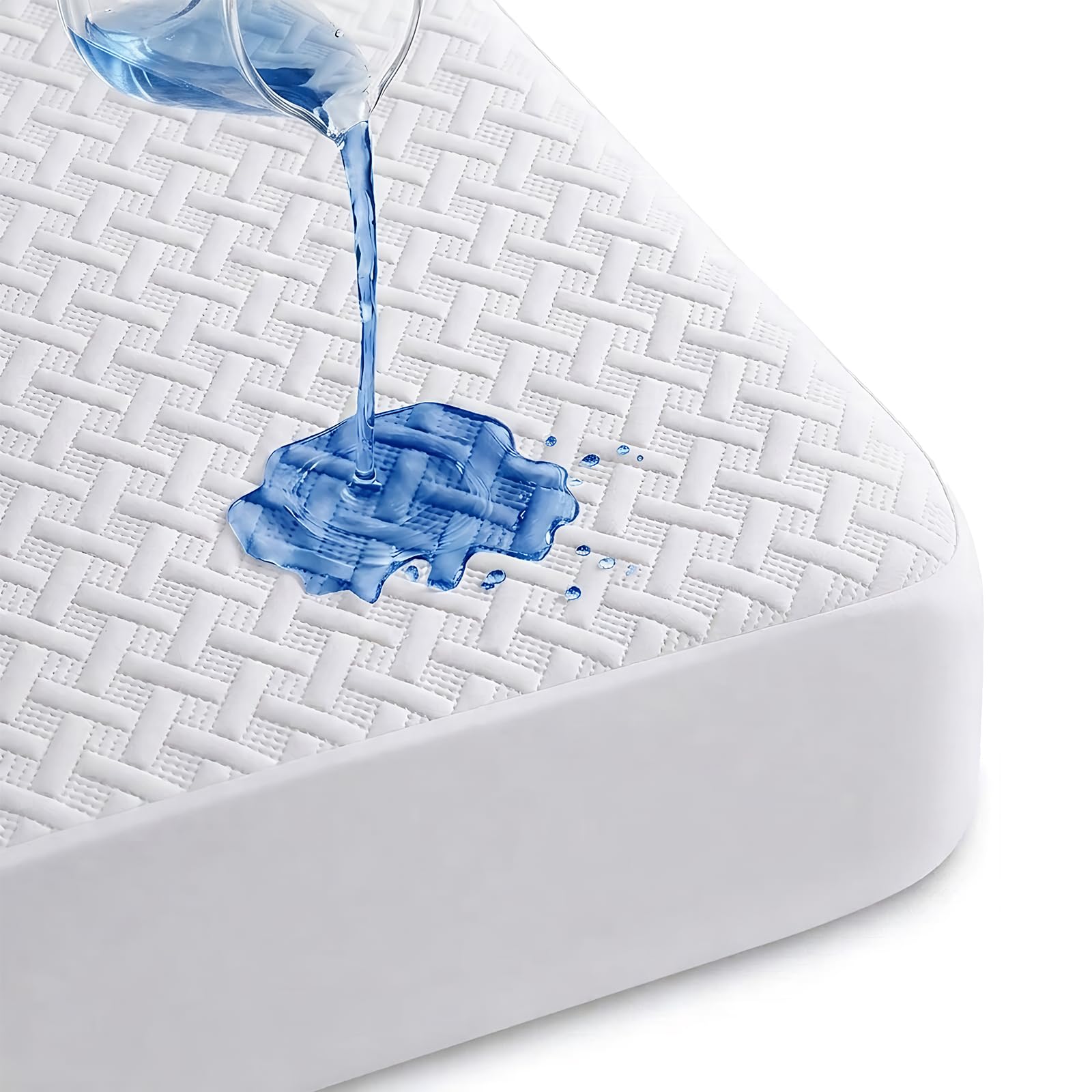 KLOVARIS King Mattress Protector Waterproof - Ultrasonic Noiseless Mattress Pad with Reinforced TPU Backing, Breathable Bed Cover Fit 6"-18" Deep Pocket for Potty Training, Pets & Night Sweats, White
