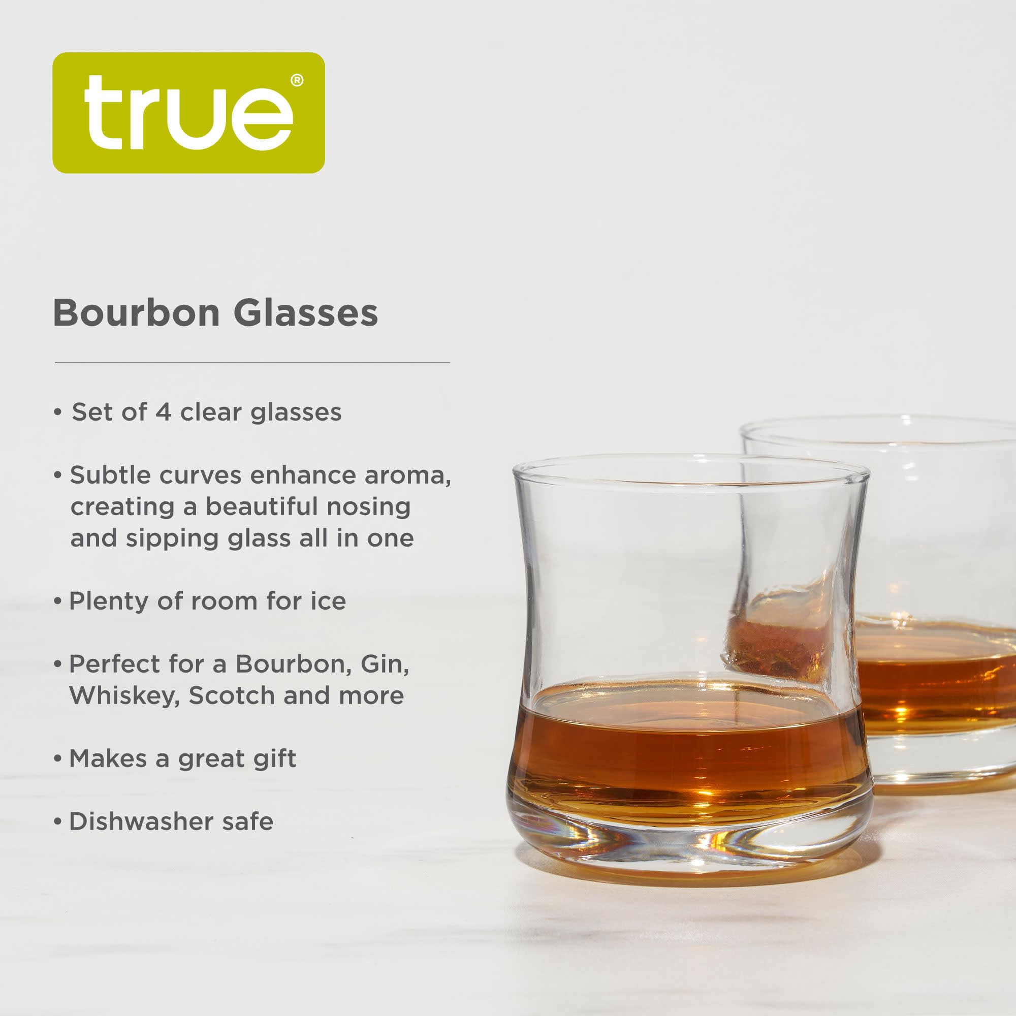 True Bourbon Glasses, Tumblers For Whiskey, Scotch