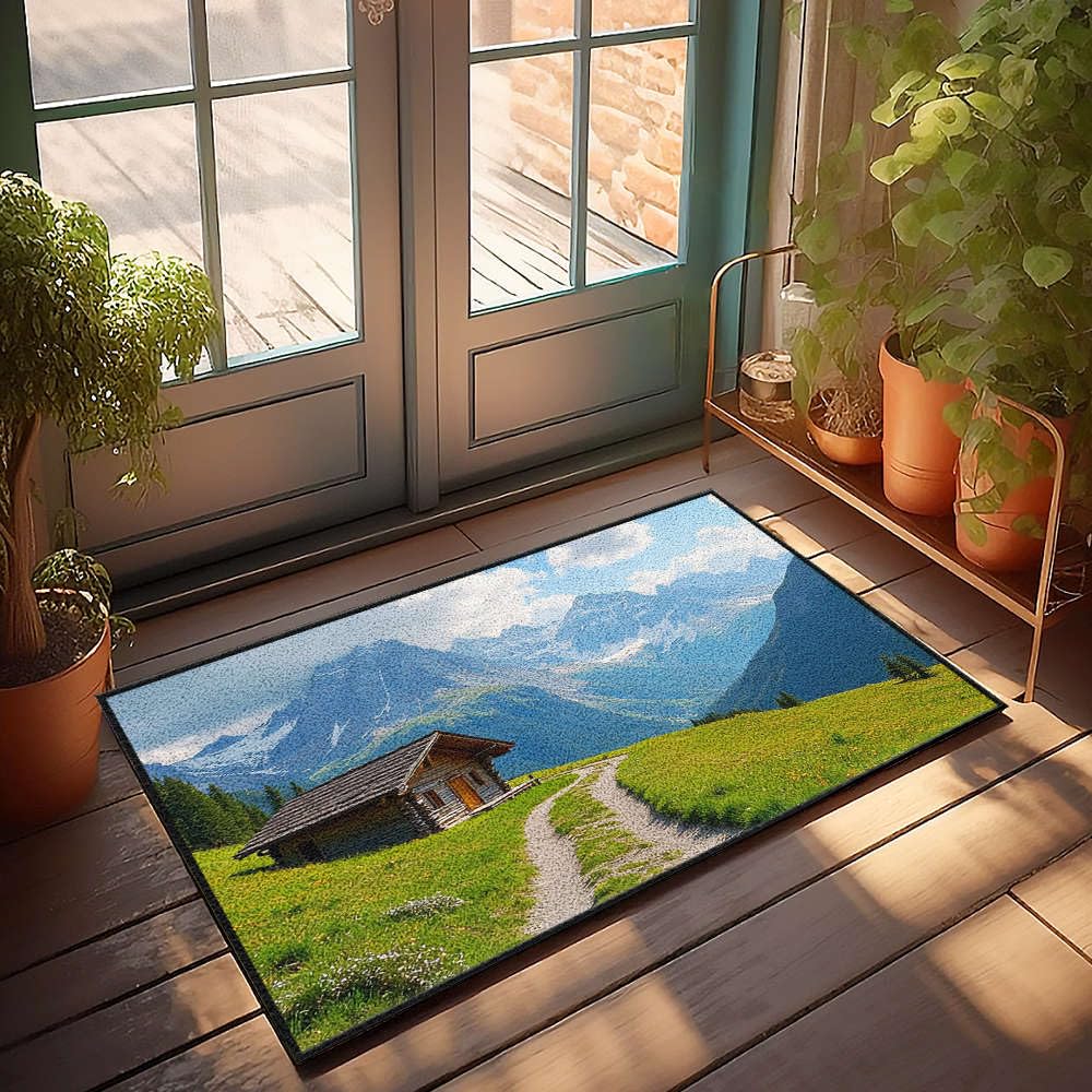 Tapis de porte d'entrée extérieur 65x90 paillasson montagne déco chambre