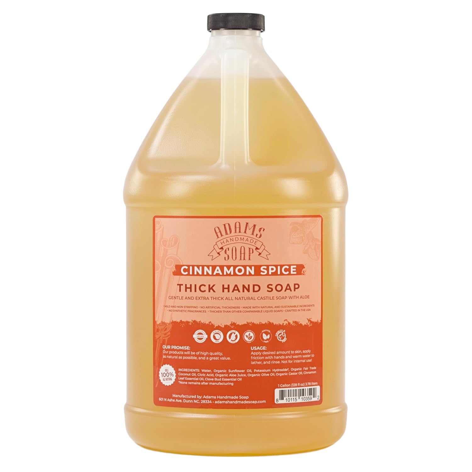 Product image of Adams Handmade Soap Thick Organic Castile Liquid Hand Soap 1 Gallon Refill - Cinnamon Spice
