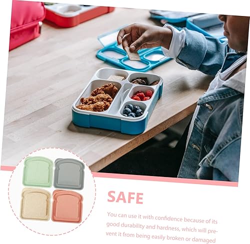 Miniatura 5 de KICHOUSE Caja de sándwich de 4 piezas, contenedor de plástico con tapa, lonchera de plástico, contenedor de caramelo, caja de sándwich reutilizable,