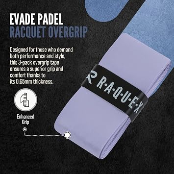 Raquex Evade Padel Racket Overgrip – 10 Colours - 3 Pack Padel Ball or Pickleball Racquet Tape, 0.65mm Thickness – Absorbent, Slightly Tacky Anti Slip Over Grip