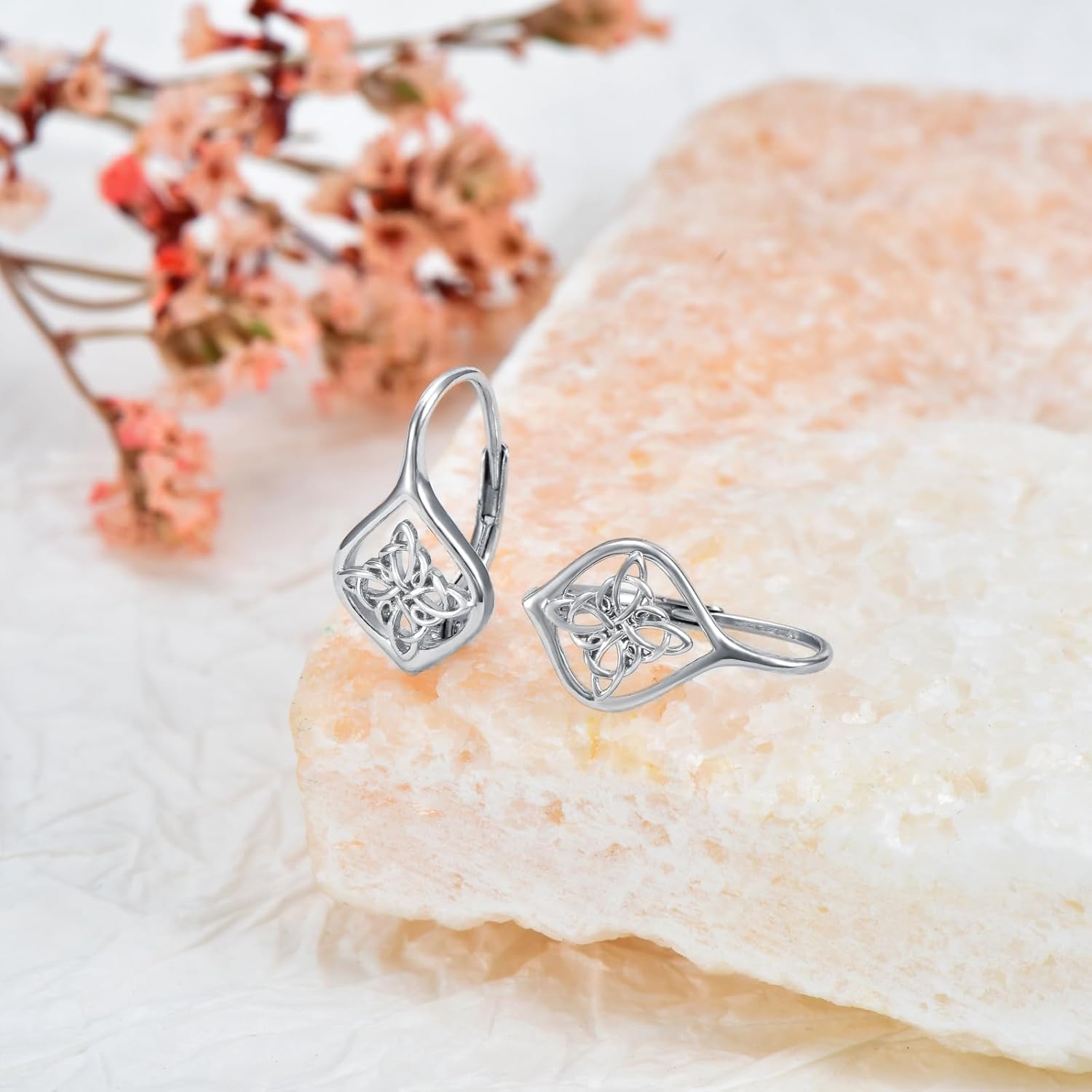 Celtic Knot Earrings for Women Sterling Silver Lotus Tree of Life Dasiy Leverback Earrings Irish Jewelry Mothers Day Birthday Christmas Gifts for Mom Friends - Image 6
