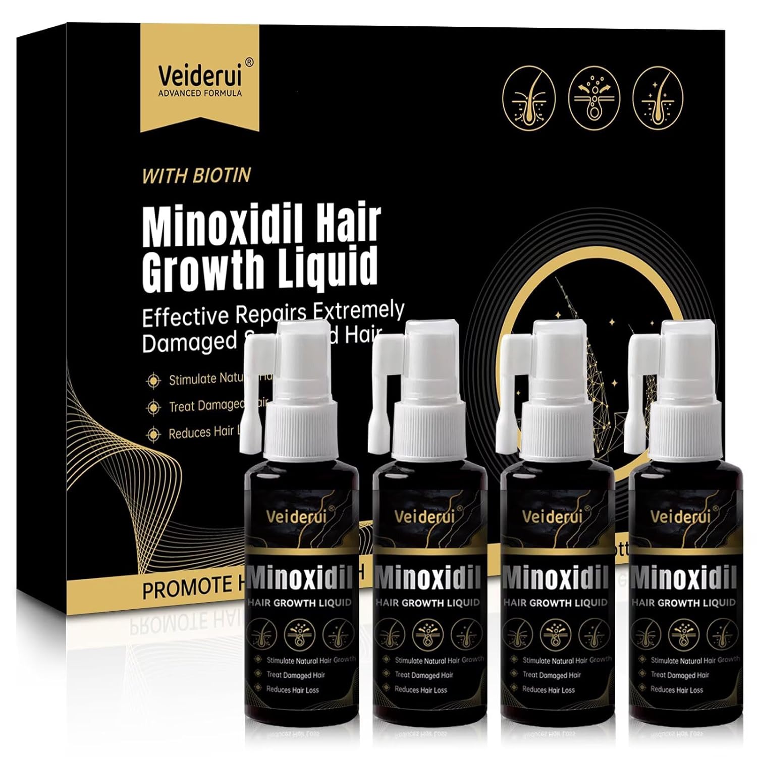 Minoxidil Hair Growth with Biotin 5 Minoxidil for Men and Women - Hair Growth Supports Thicker and Fuller